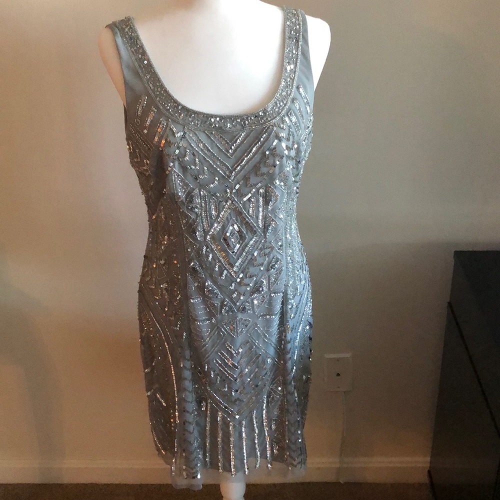 GIANNI BINI silver/grey sequined dress